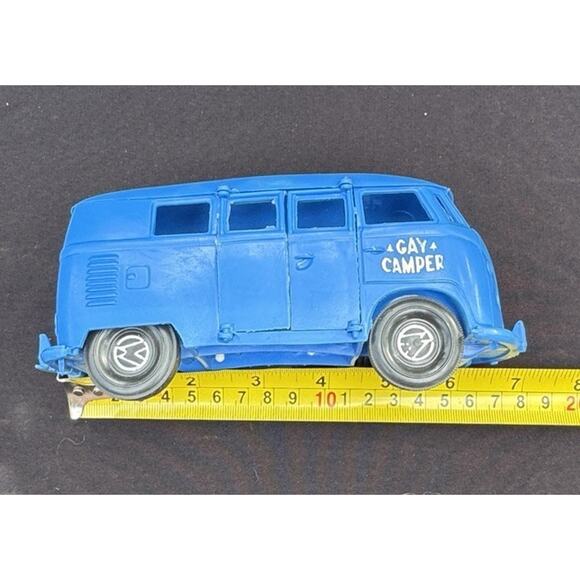 Vintage VW Volkswagen GAY Blue CAMPER Van by GAY TOYS INC -#2 - Picture 8 of 11